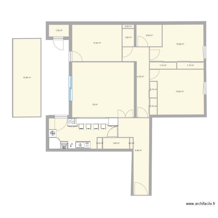 lesOpalines cuisine. Plan de 18 pièces et 111 m2