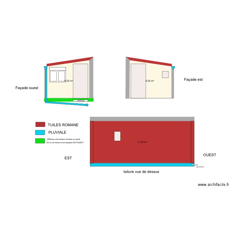 DP4 PLAN DES FACADES ET TOITURE. Plan de 0 pièce et 0 m2