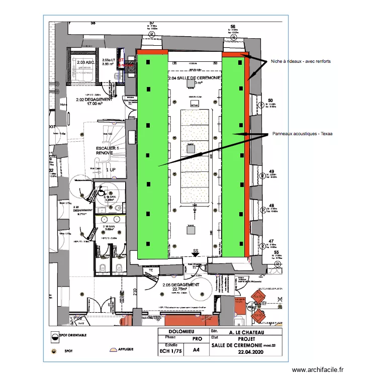 Plafond Gyptone C&eacute;r&eacute;monie. Plan de 