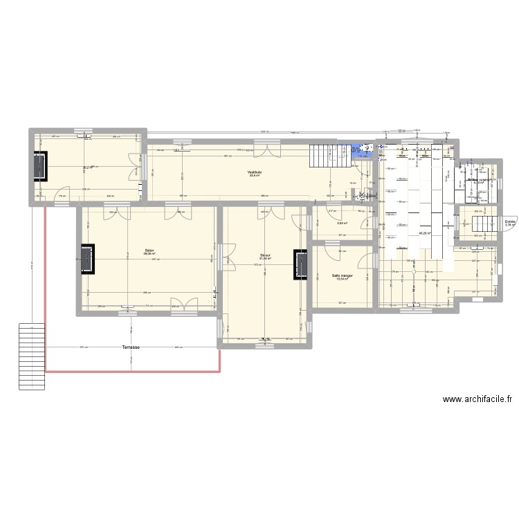 Château RDC. Plan de 11 pièces et 191 m2