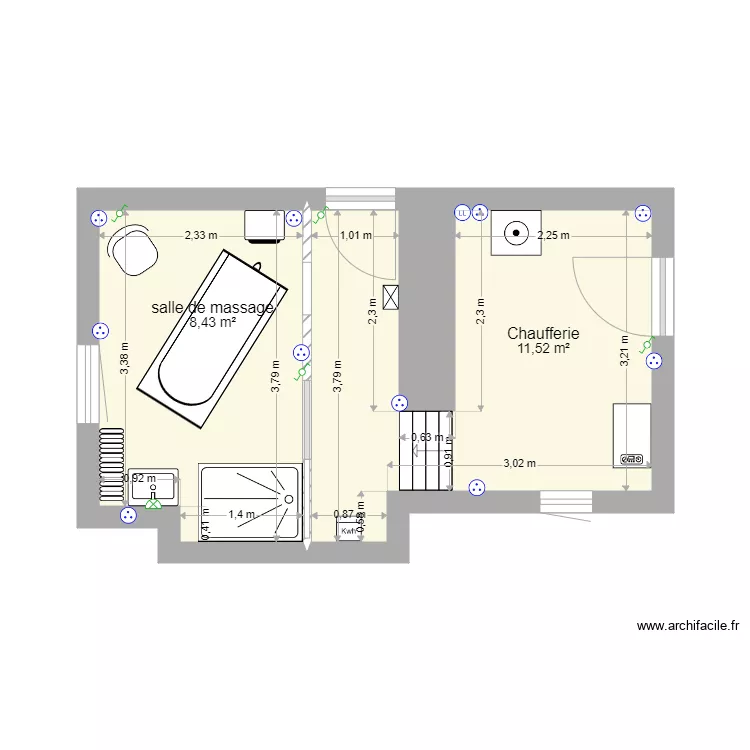 Salle de massage. Plan de 