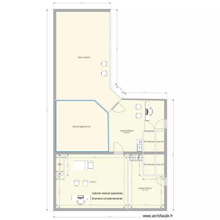 cabinet Medical double specialiste. Plan de 
