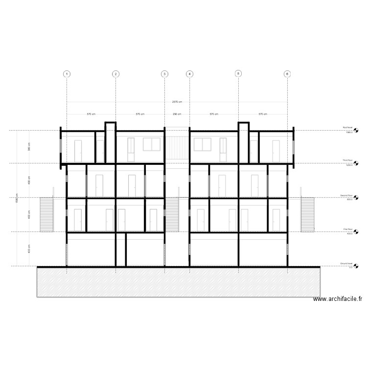 SECTION VIEW INZOZI. Plan de 29 pièces et 1748 m2