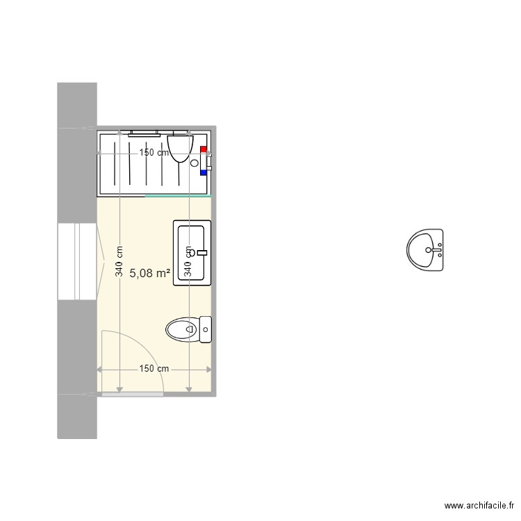 BRUNET J. Plan de 1 pièce et 5 m2