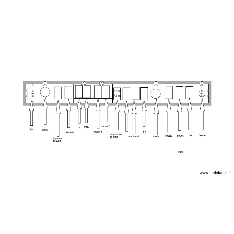 Ligne de service de buffet V2. Plan de 0 pièce et 0 m2