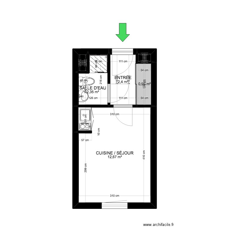 BI 14370. Plan de 6 pièces et 19 m2