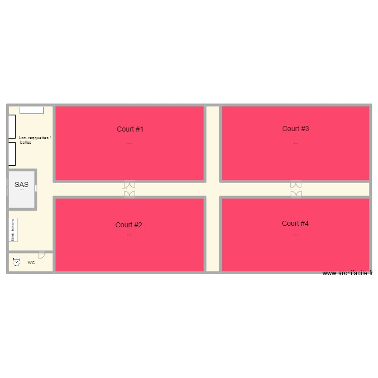 Padel project. Plan de 6 pièces et 1041 m2