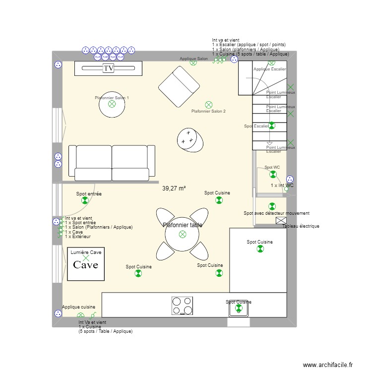 Vallon. Plan de 1 pièce et 39 m2