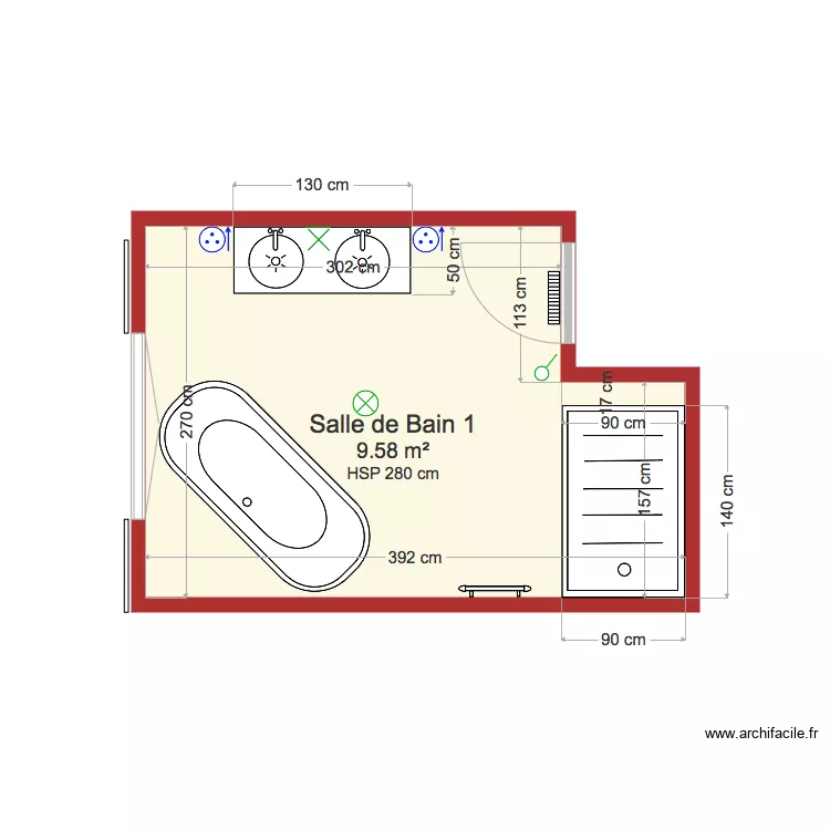 Salle de bain 1 étage Péri. Plan de Salle de bain 1 étage Péri. Plan de