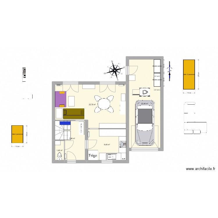 Maison. Plan de 5 pièces et 64 m2