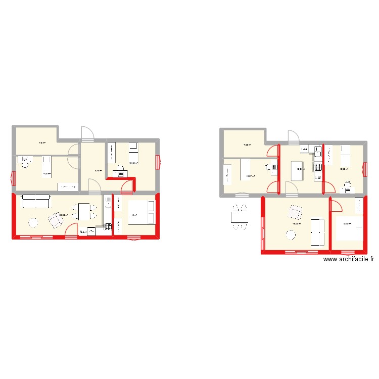 chambres garage. Plan de 12 pièces et 133 m2