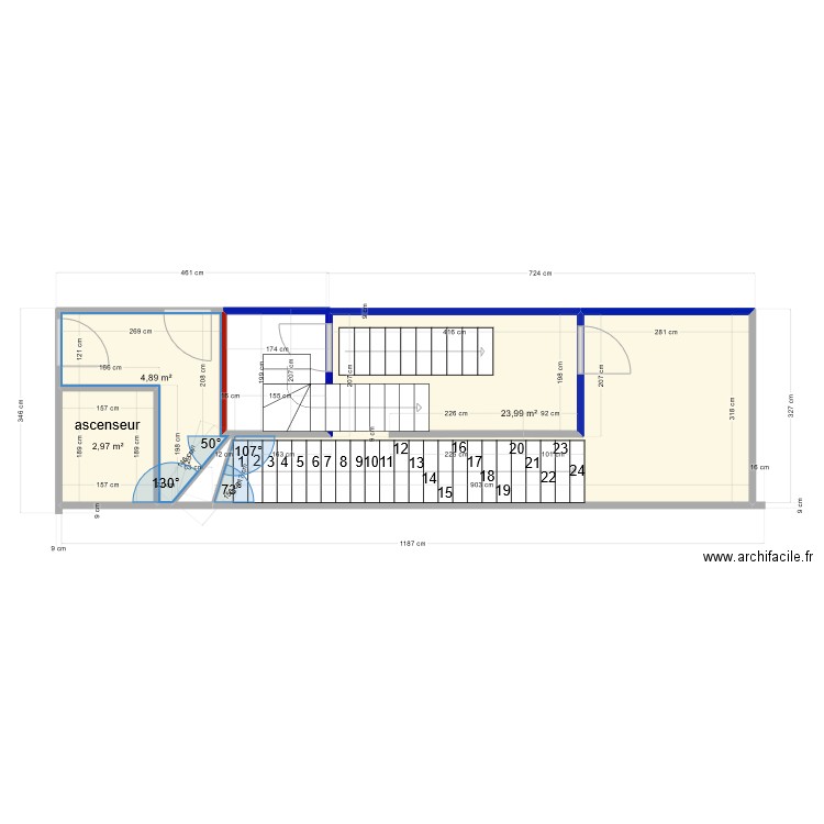 escalier  apart b jl. Plan de 3 pièces et 32 m2