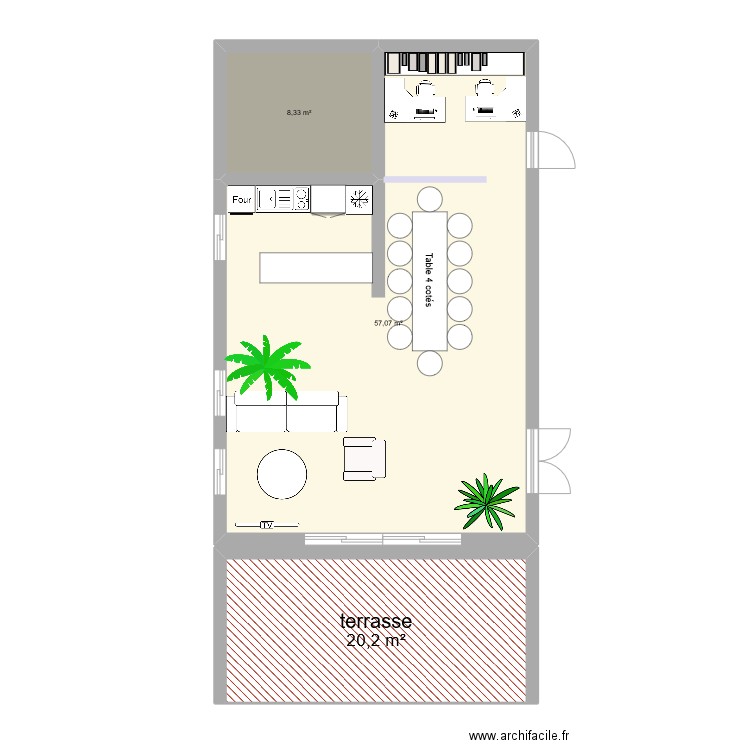 aménagement 3. Plan de 3 pièces et 86 m2