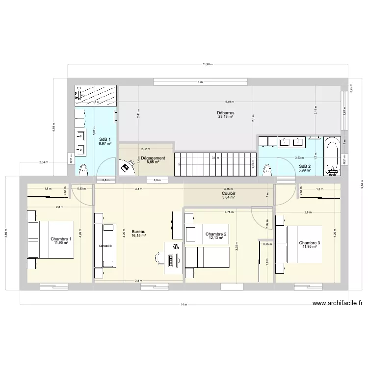GARVAN 1 - sans motif R+1. Plan de 