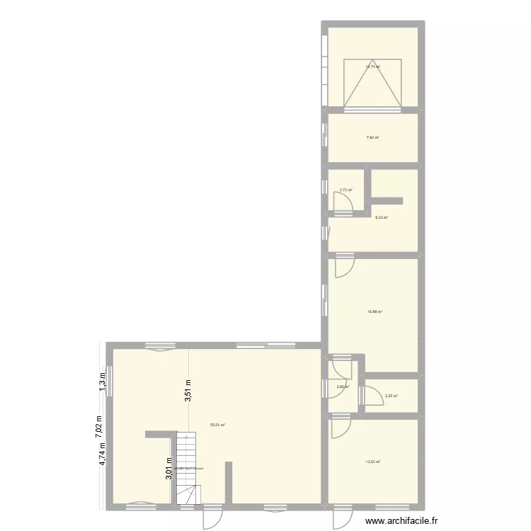Ebauche extension CLEDER. Plan de 9  et 125 m²