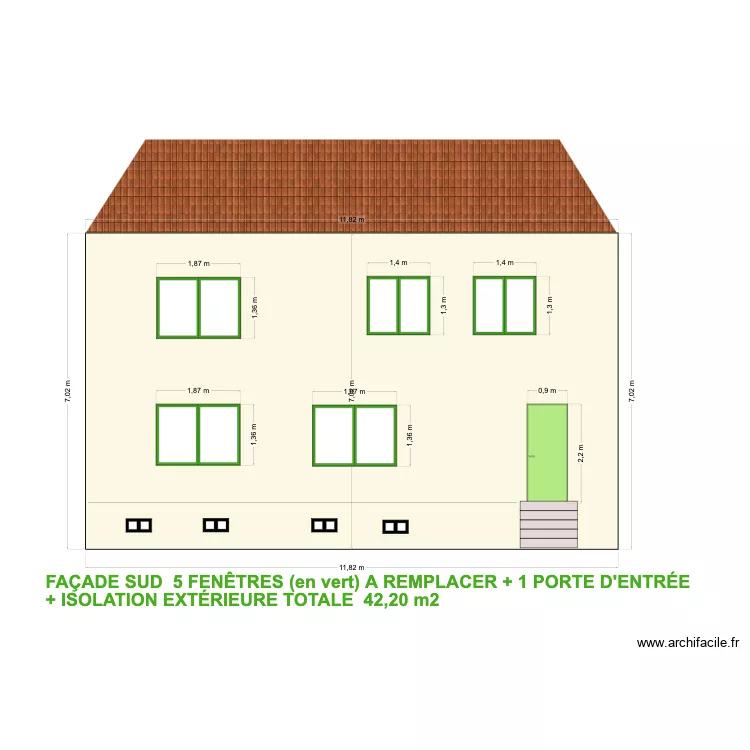 WINTERSTEIN FA&Ccedil;ADE SUD PRINCIPALE. Plan de 