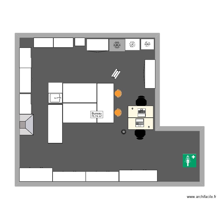 Laboratoire de biochimie. Plan de 1 pièce et 76 m2