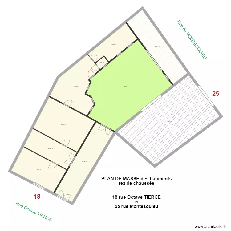 octave tierce PLAN DE MASSE des b&acirc;timents rez de chauss&eacute;e. Plan de 