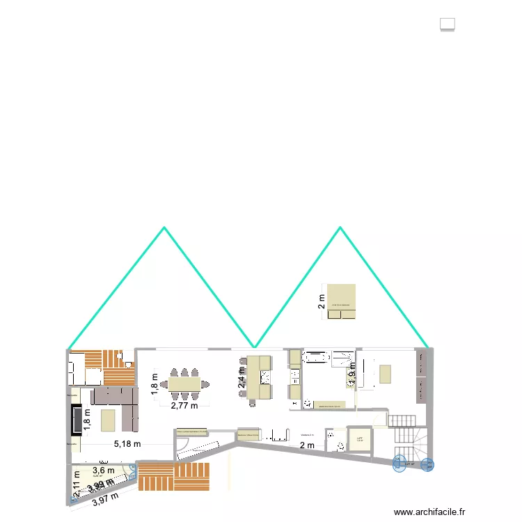 Andorre Option lit en mezzanine. Plan de 3  et 6 m²