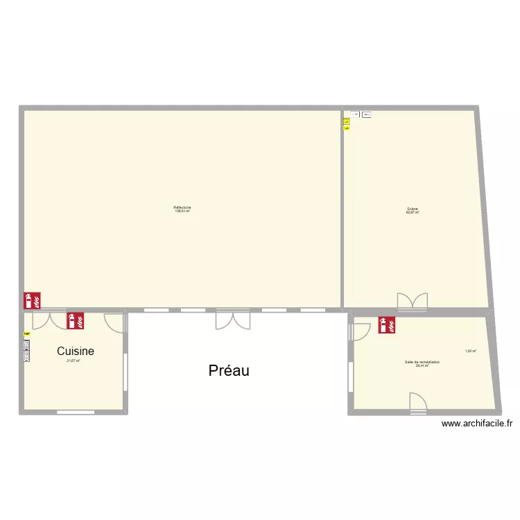 R&eacute;fectoire. Plan de 5  et 252 m²