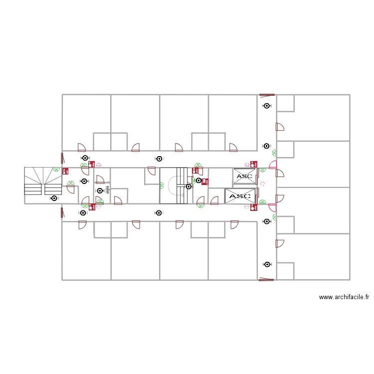2eme au 8eme etage bouteille 58 incendie plan vierge. Plan de 0 pièce et 0 m2