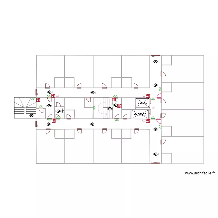 2eme au 8eme etage bouteille 58 incendie plan vierge. Plan de 