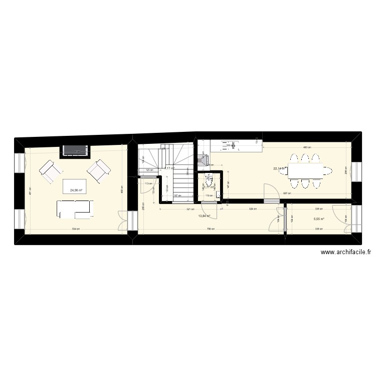 GOURMET RDC. Plan de 6 pièces et 75 m2