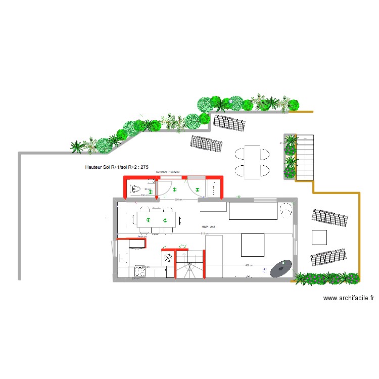 Chalet  RDC Escalier cloisonné V2. Plan de 13 pièces et 99 m2