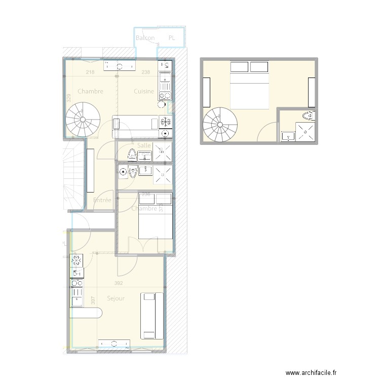 Plan_Marseille_Lot_9_V2. Plan de 5 pièces et 59 m2