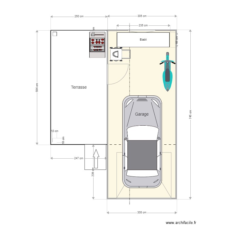 Garage 41. Plan de 2 pièces et 34 m2