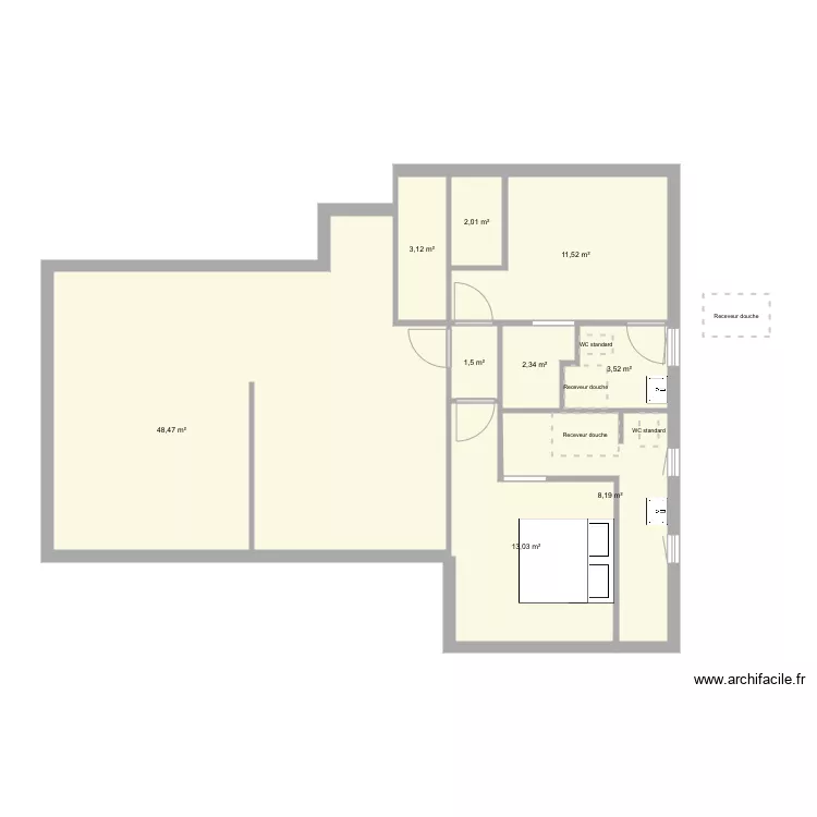 Maison pp 90m2. Plan de 