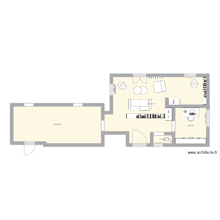 salon modifié avec côte. Plan de 0 pièce et 0 m2