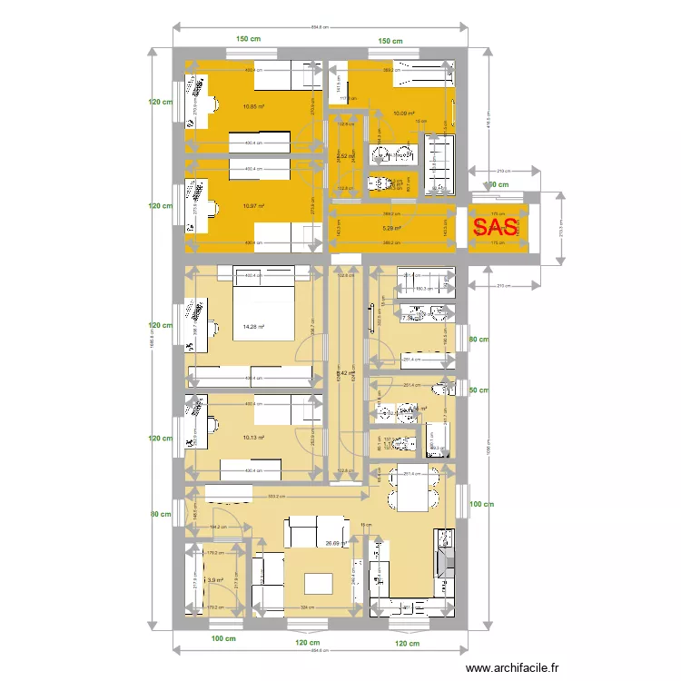 projet finalis&eacute; futur centr&eacute;. Plan de 