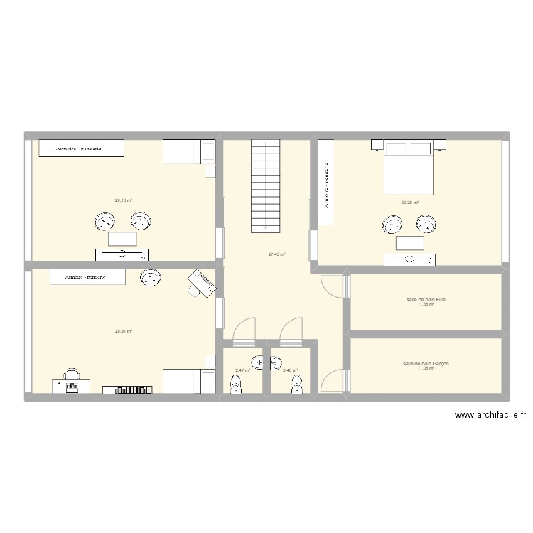 PLan maison miju n°2. Plan de 8 pièces et 144 m2