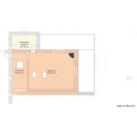 extension plan RC avec toiture et velux et cotation 