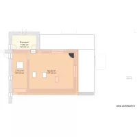 extension plan RC avec toiture et velux et cotation 