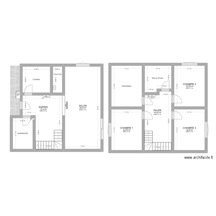 ABC. Plan de 11 pièces et 137 m2