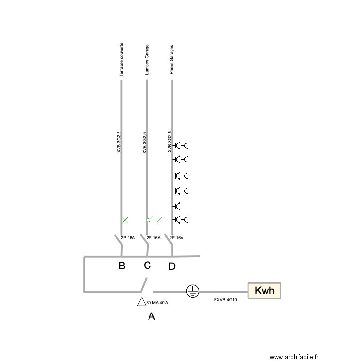 Bonsignore Garage Unifilaire . Plan de 1 pièce et 0 m2