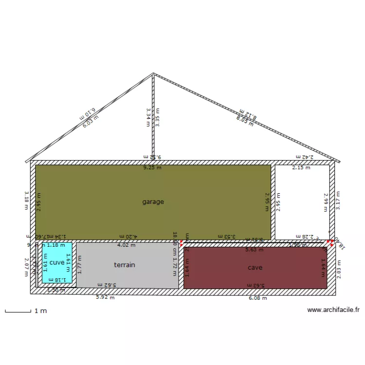 pignon garage. Plan de 
