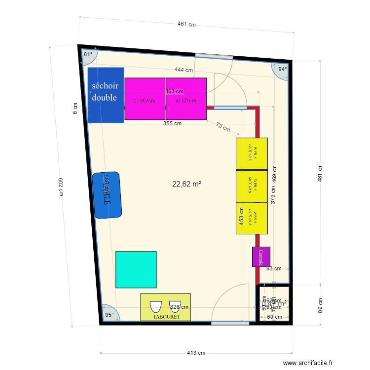 PLAN LAVERIE MAMERS 72. Plan de 2 pièces et 23 m2