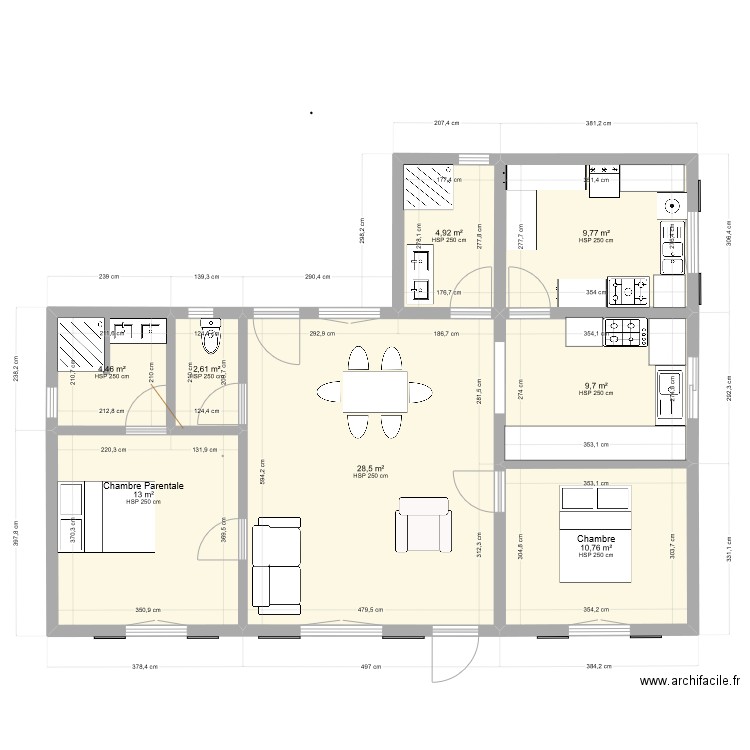 Djol2.3. Plan de 8 pièces et 84 m2