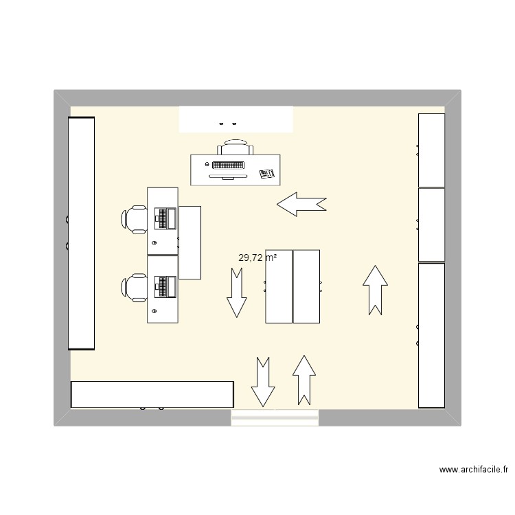 pharma. Plan de 1 pièce et 30 m2