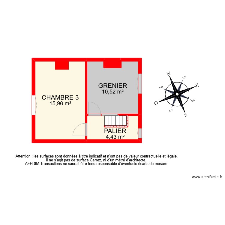 BI 9908 ETAGE 2. Plan de 5 pièces et 31 m2