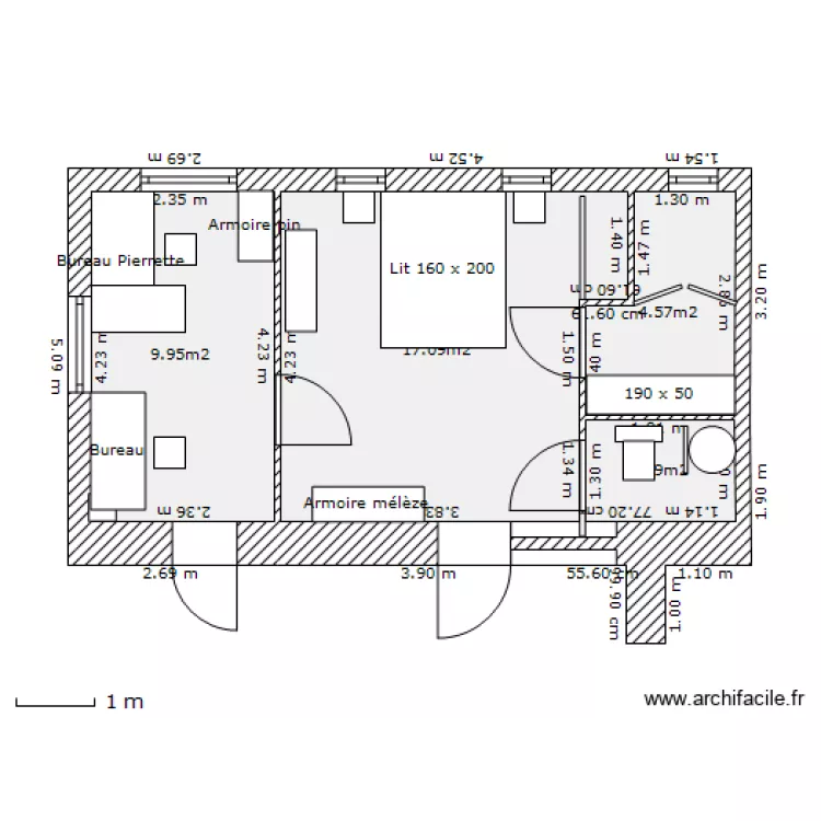Chambre RC. Plan de 
