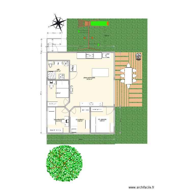 plan grossier. Plan de 6 pièces et 61 m2