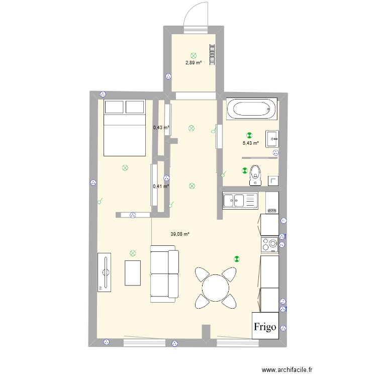 le clos de corsac. Plan de 5 pièces et 48 m2