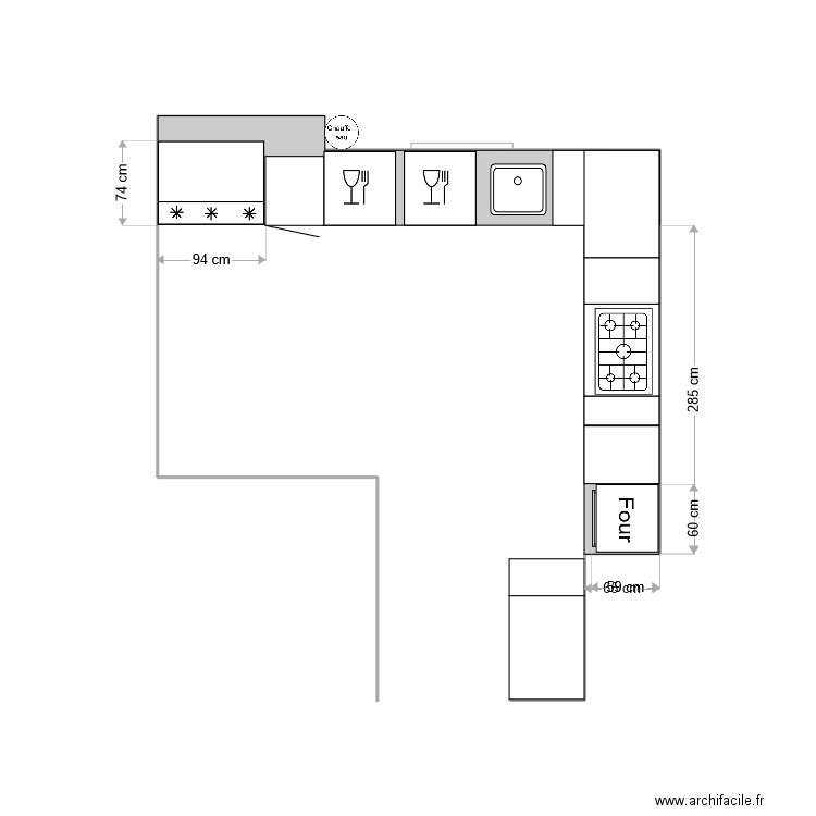 Cuisine v2. Plan de 0 pièce et 0 m2