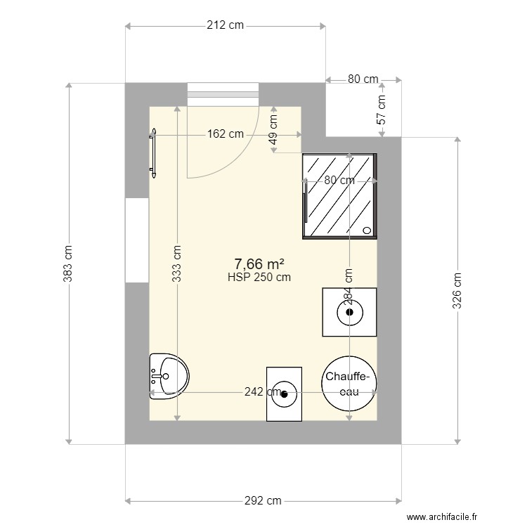 Me VERROEST. Plan de 1 pièce et 8 m2