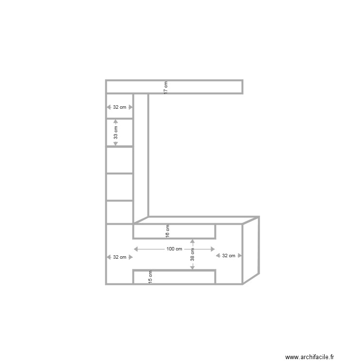 etagere. Plan de 0 pièce et 0 m2