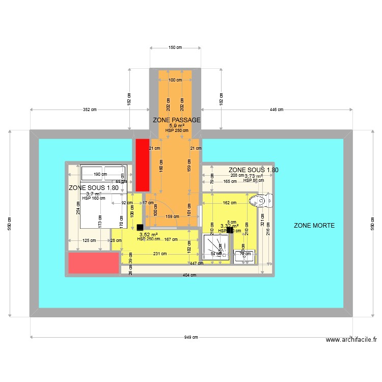 PLAN ETAGE GUEGUEN. Plan de 8 pièces et 45 m2